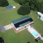 solar panels on a roof.