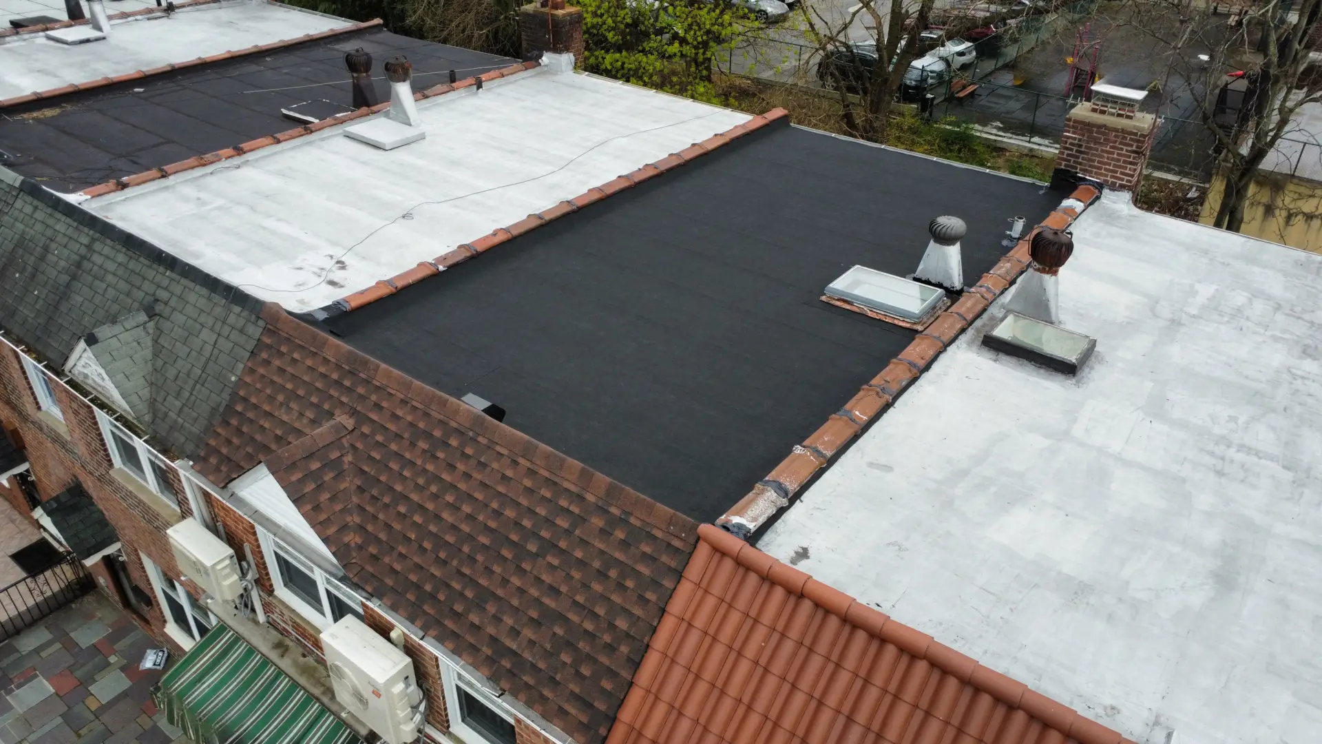 rooftop view of a flat roof.