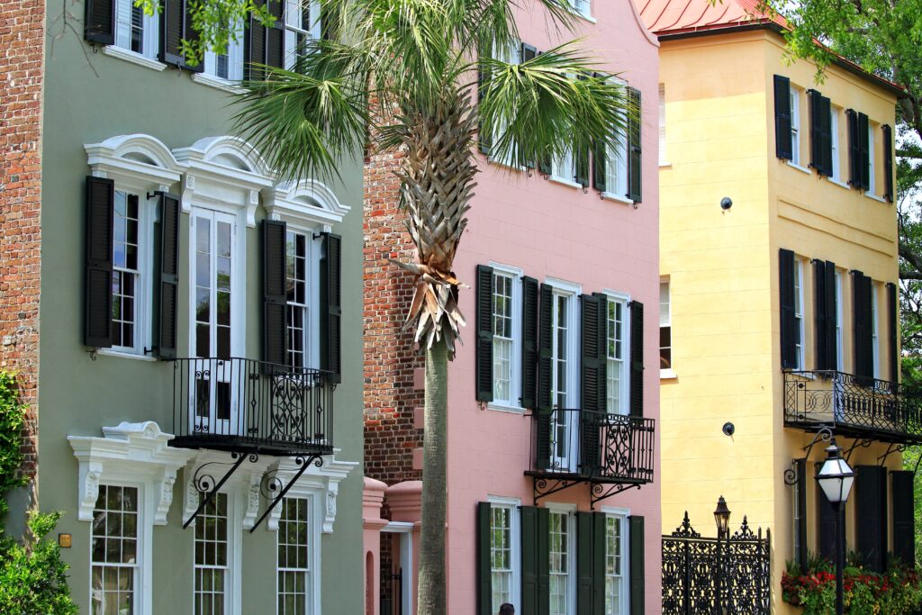 row of color full buildings Charleston South Carolina