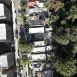 Ariel view of rooftops on new york.