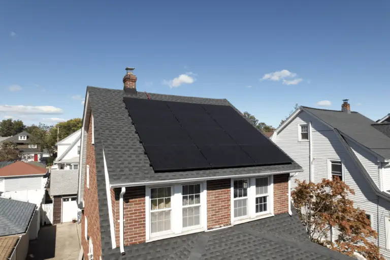 solar panels on a rooftop.