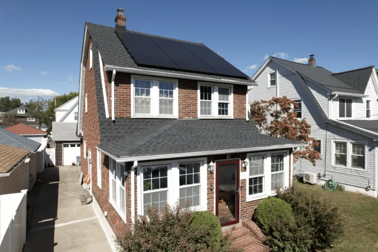 solar panels on a rooftop.